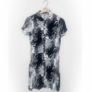 Reformation Black & White Monochrome Button-Down Mini Dress